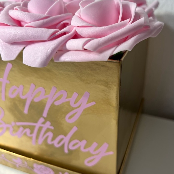 Forever Roses Happy Birthday Gift Present Box Eternal Eternity Gold Pink Floral - Picture 4 of 6